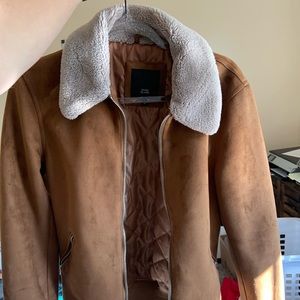 River Island Shearling Suede Bomber